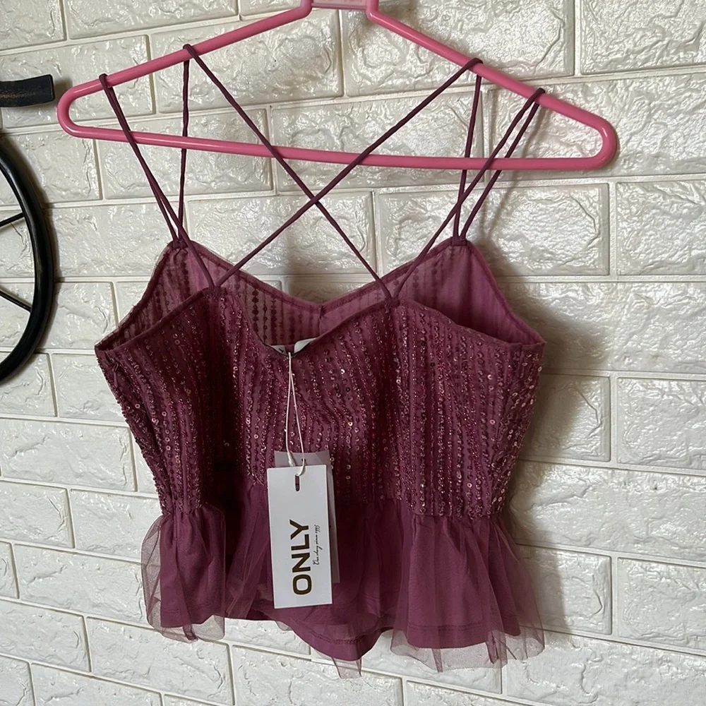 Only purple sequins peplum strappy top. - Picture 5 of 6
